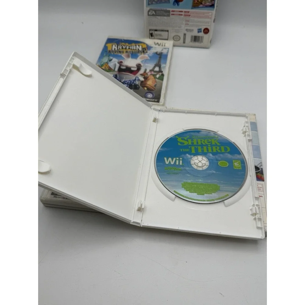 Nintendo Wii 5 Game Lot Family Game Night Cooking Mama Rabbids Shrek _ READ